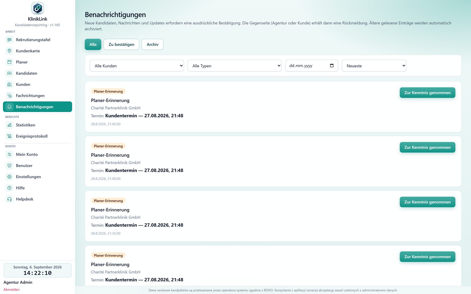 Benachrichtigungen in der App