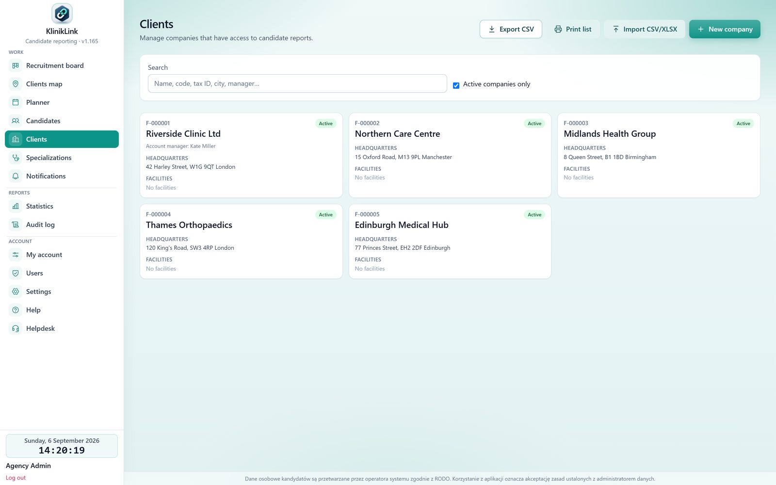 Client companies list